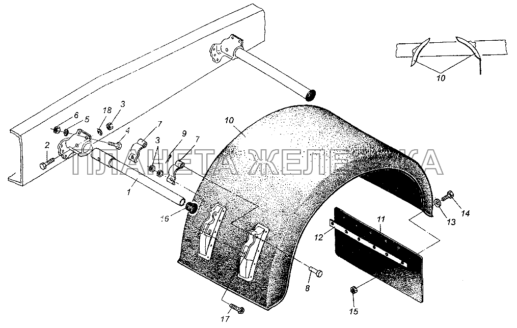 Установка задних крыльев и брызговиков МАЗ-64226